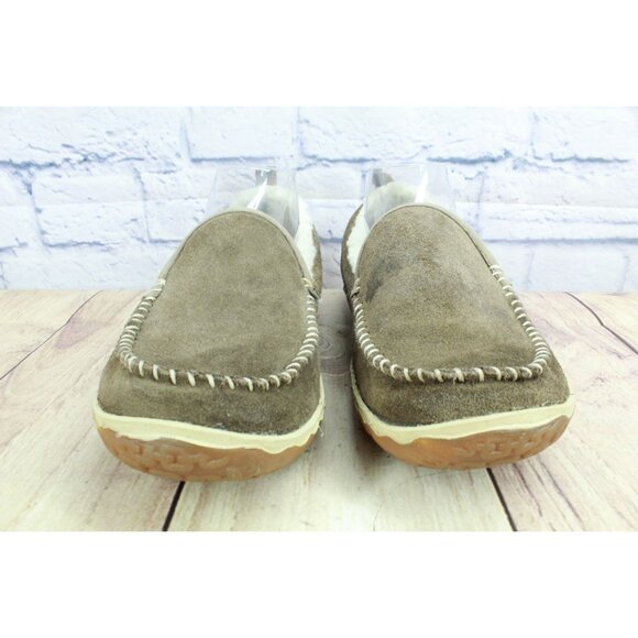 LL Bean Mountain Slippers Moccasin Suede Dark Cement Size 9 M - Picture 2 of 8